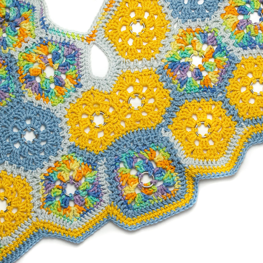 Blue Multi-Color Crochet V-Neck Tank