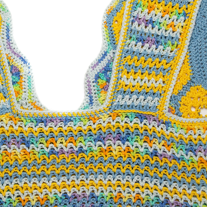 Blue Multi-Color Crochet V-Neck Tank