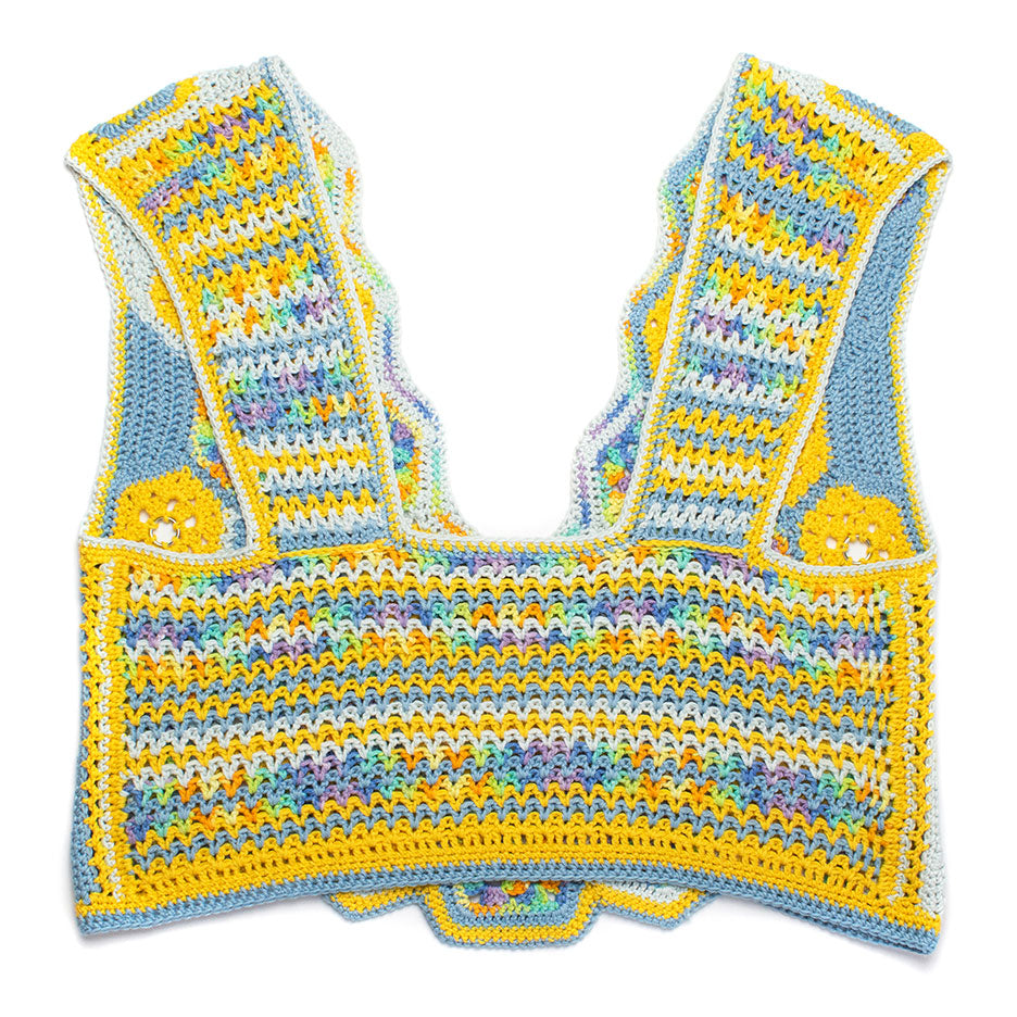 Blue Multi-Color Crochet V-Neck Tank