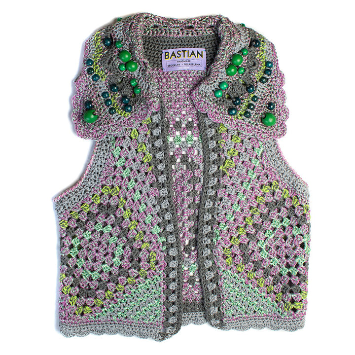 Crochet Vest with Beaded Collar