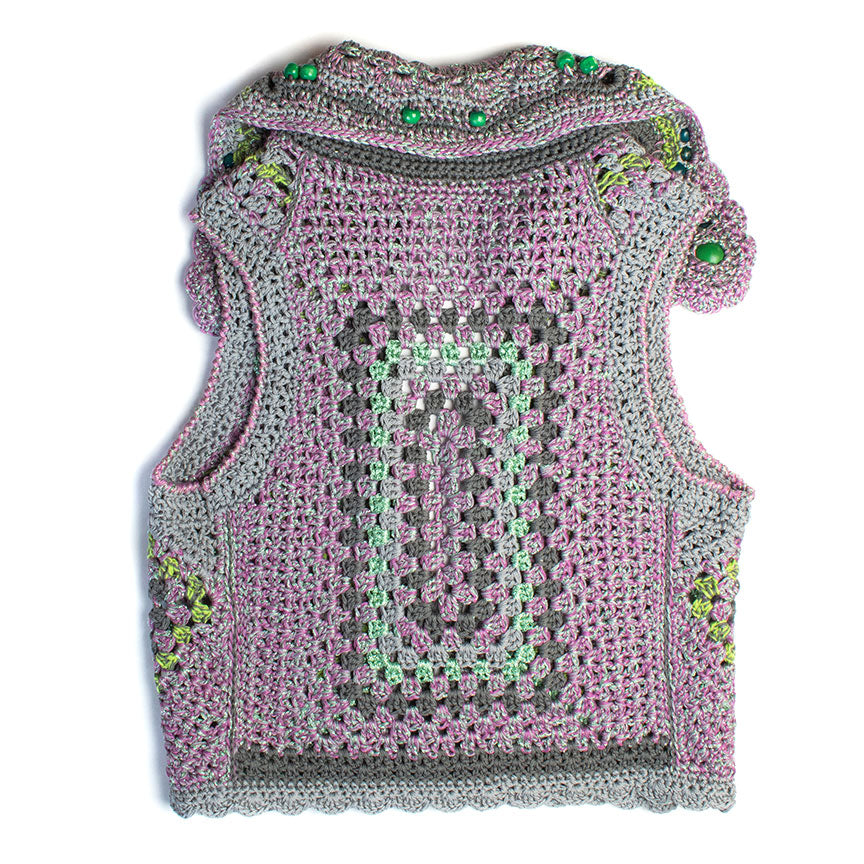 Crochet Vest with Beaded Collar