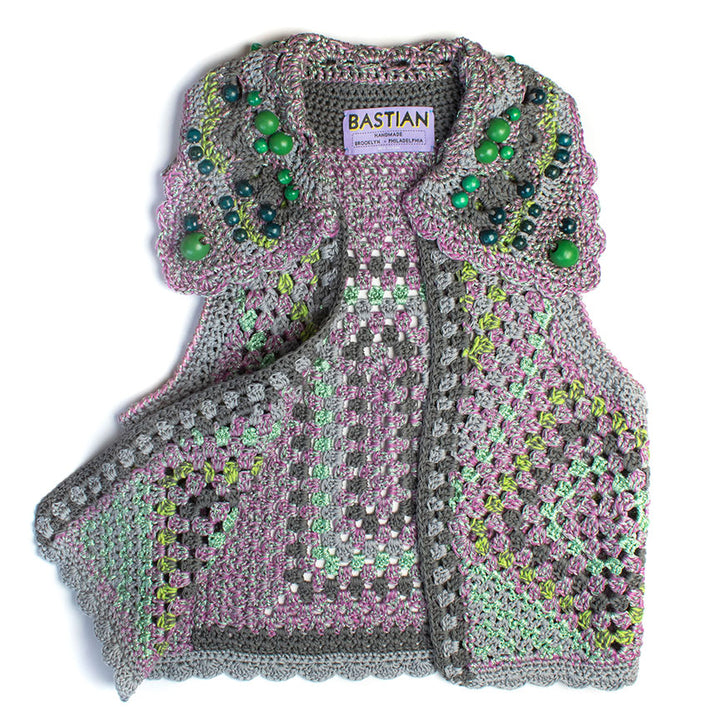 Crochet Vest with Beaded Collar
