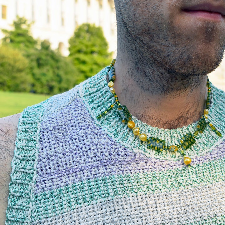 Shimmering Circular Cutout Knit Tank