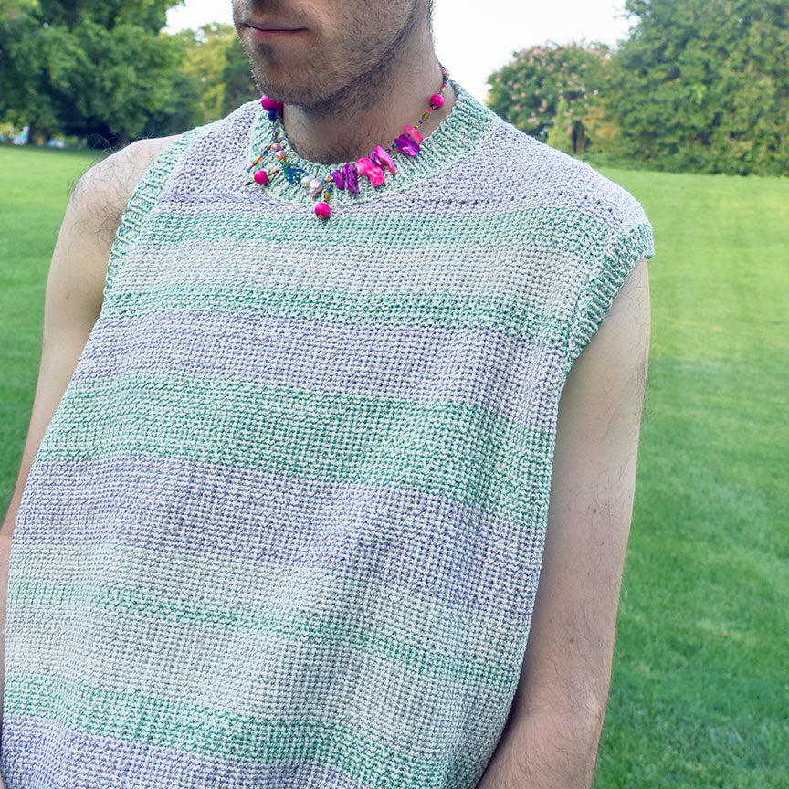 Shimmering Circular Cutout Knit Tank