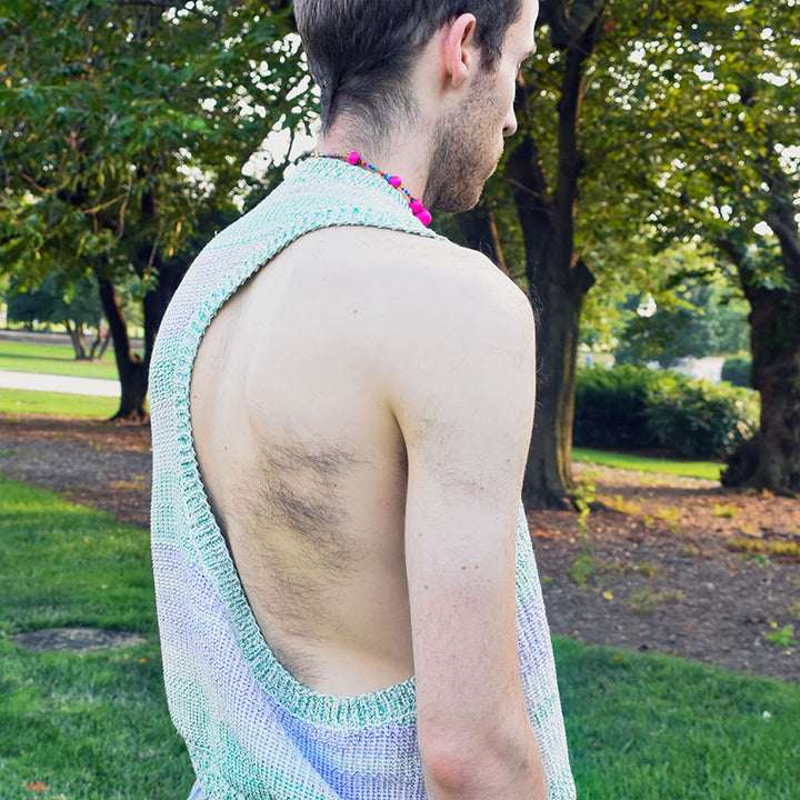 Shimmering Circular Cutout Knit Tank