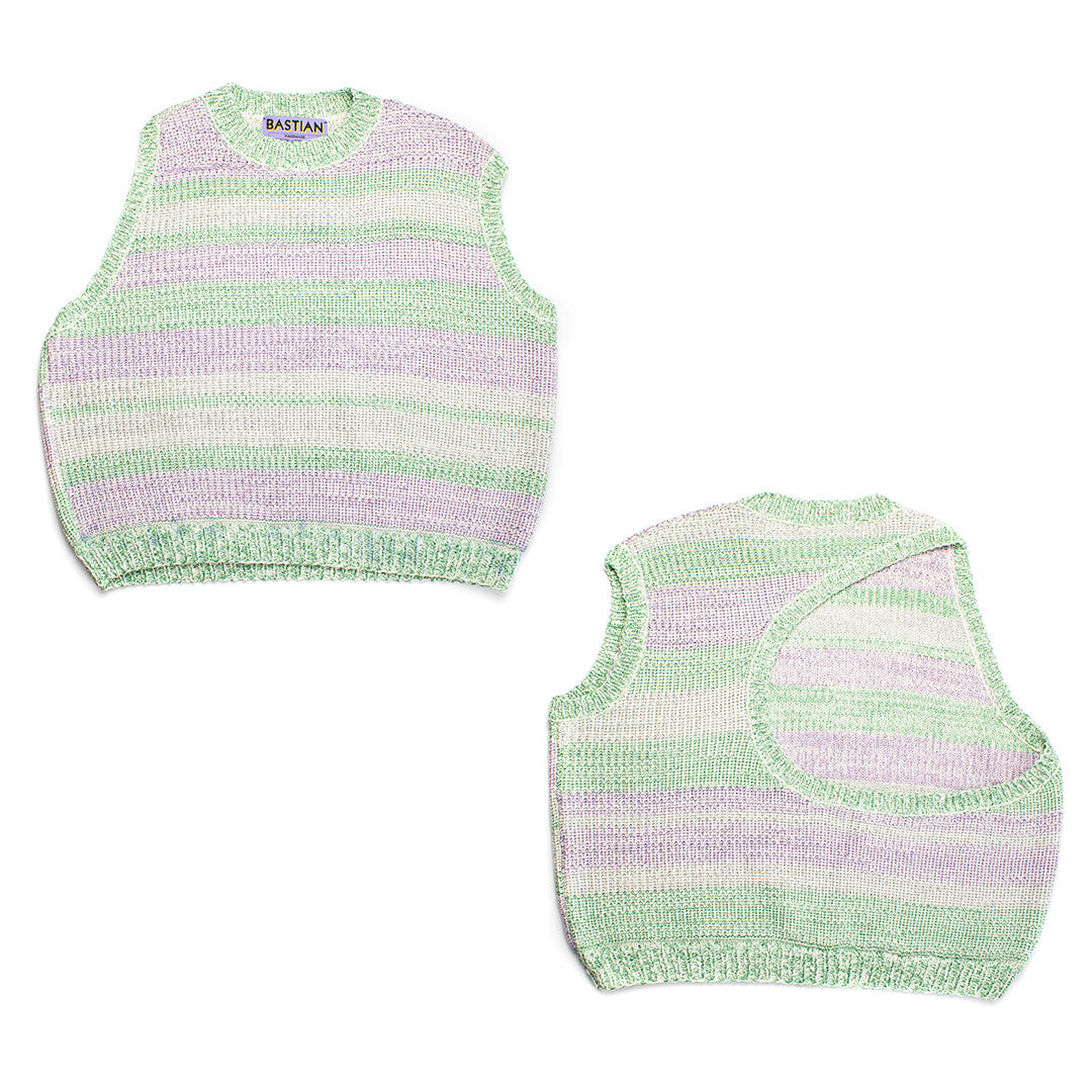 Shimmering Circular Cutout Knit Tank
