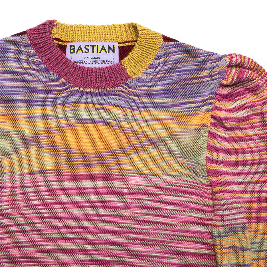 Hand-Dyed Sweater With Puff Sleeves