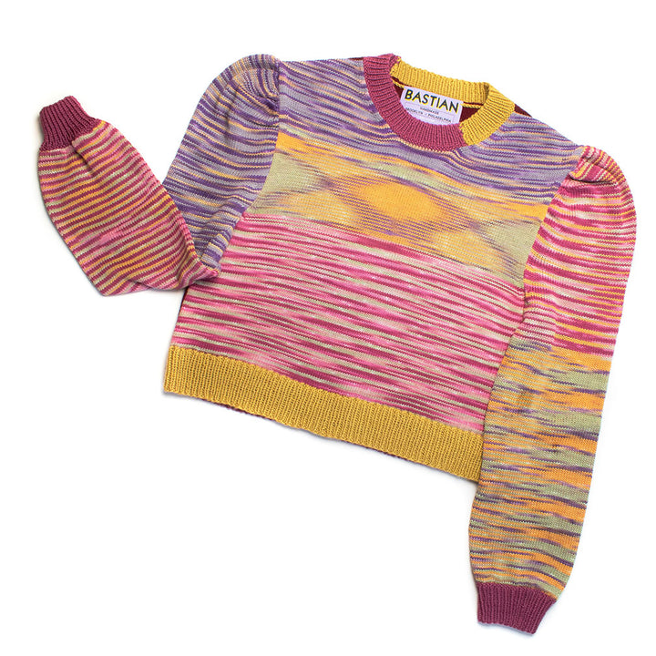 Hand-Dyed Sweater With Puff Sleeves