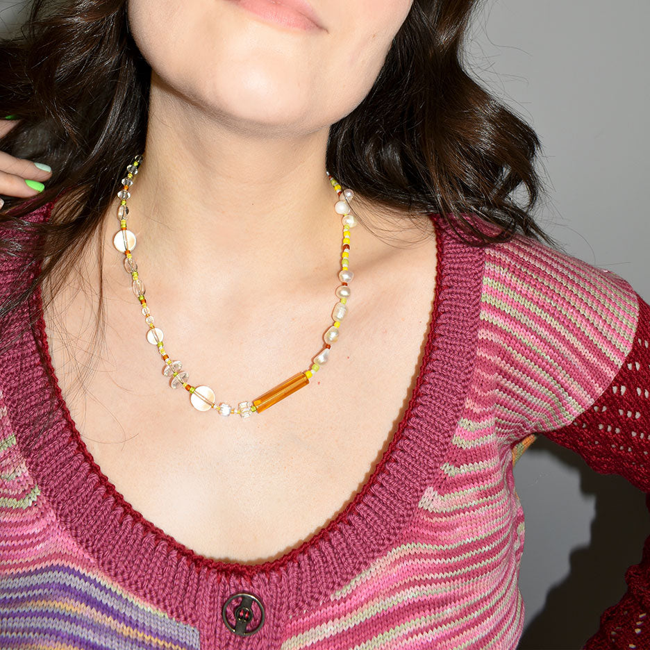 Hand-Dyed Cardigan With Pointelle Sleeves