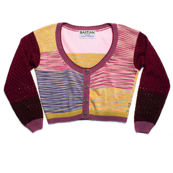 Hand-Dyed Cardigan With Pointelle Sleeves