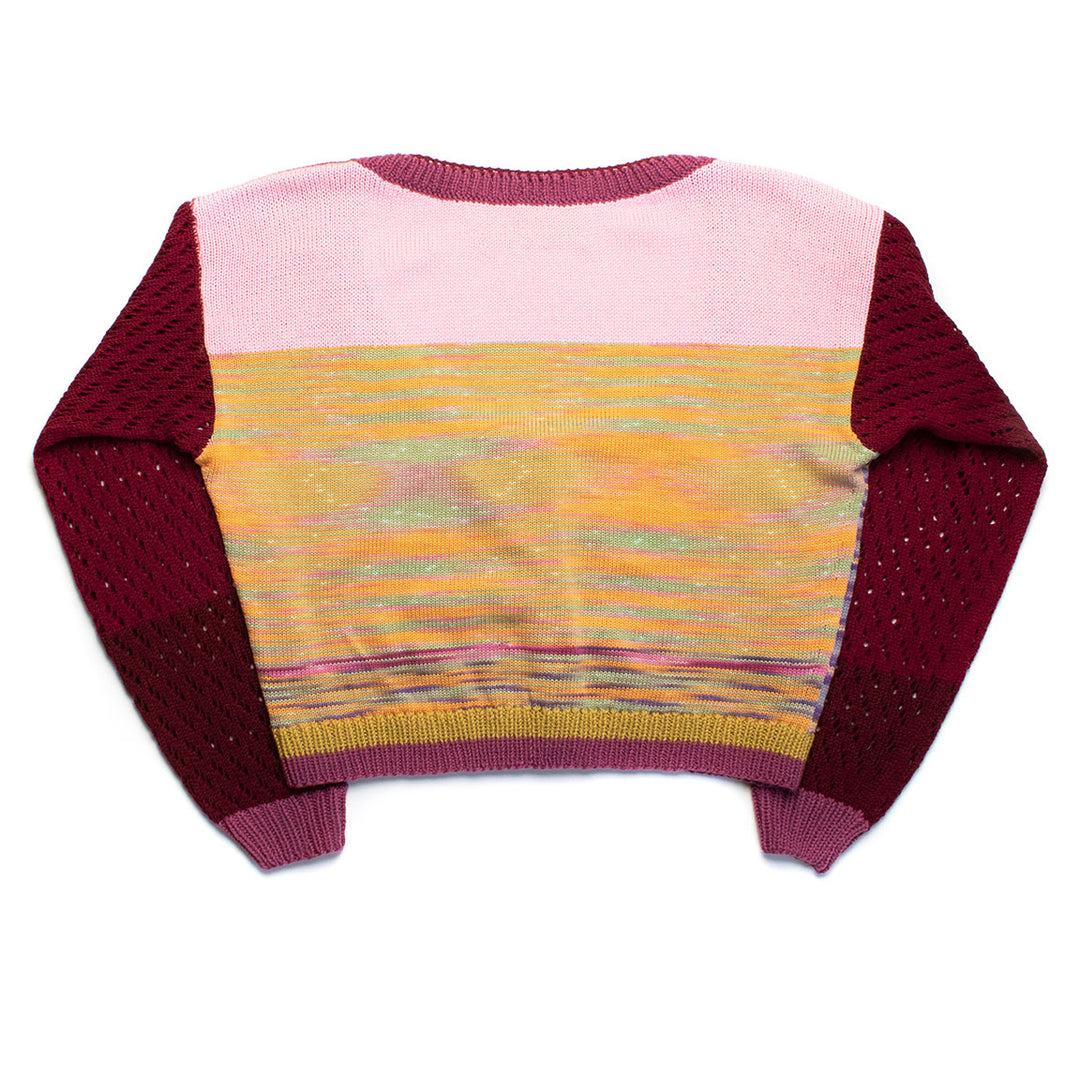 Hand-Dyed Cardigan With Pointelle Sleeves