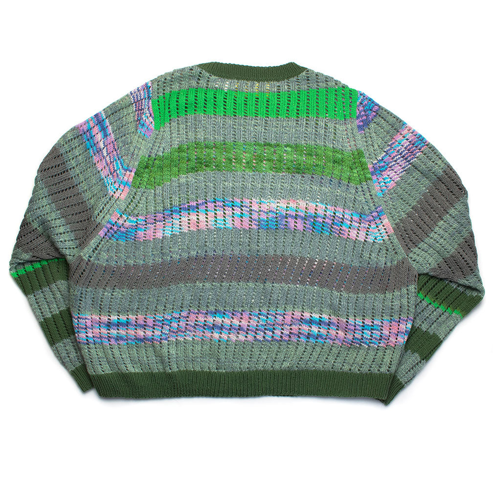 Oversized Beaded Stripe Crew-Neck Sweater