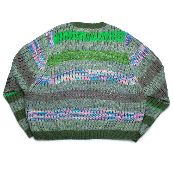 Oversized Beaded Stripe Crew-Neck Sweater