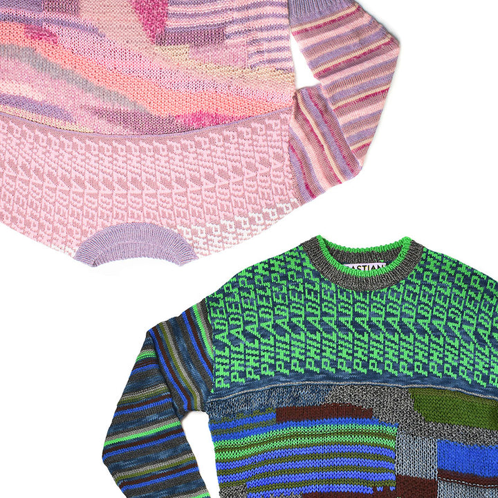 Philadelphia Intarsia + Chunky Hand Knit Collage Sweater