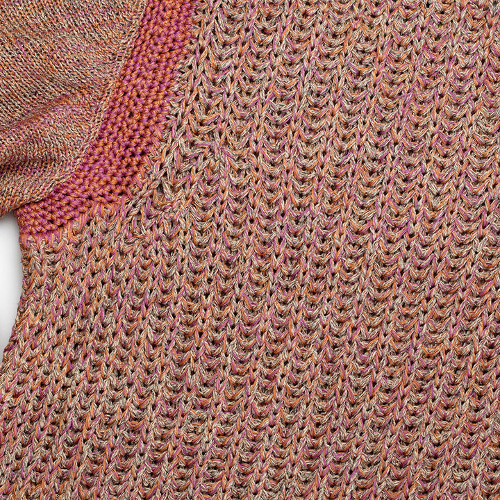 Puff Sleeve Knit Sweater Blouse with Crochet Details