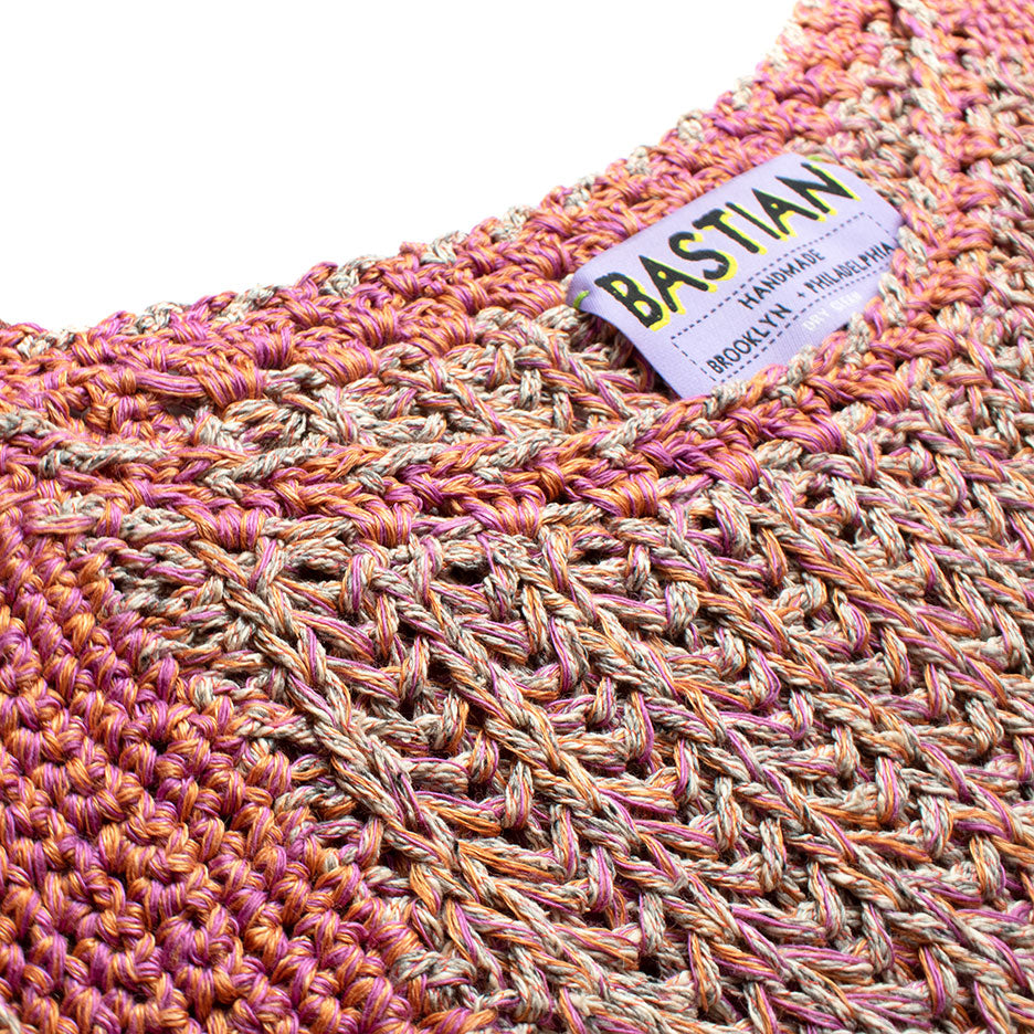 Puff Sleeve Knit Sweater Blouse with Crochet Details