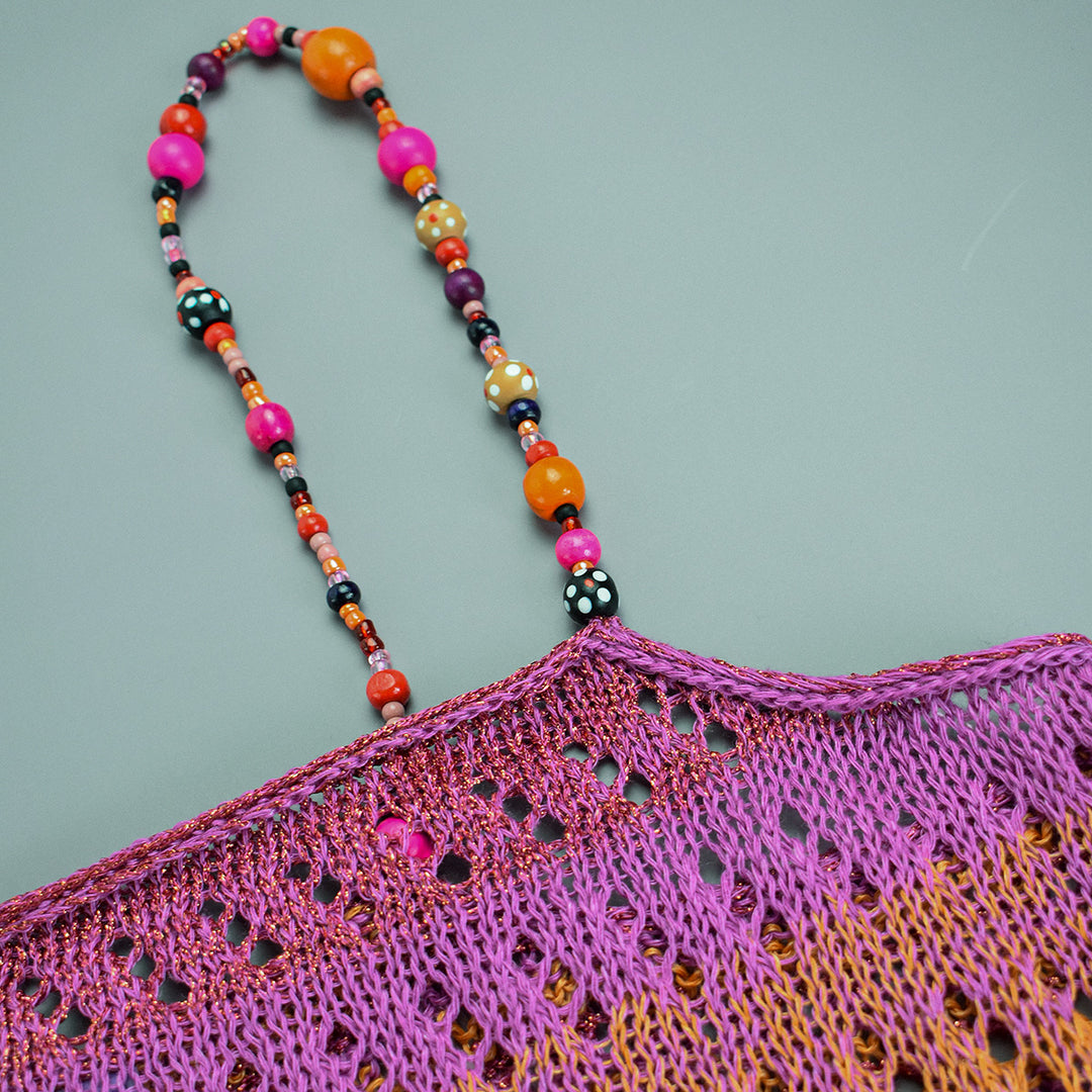 Ombre Linen Tank with Vintage Wooden Beaded Straps