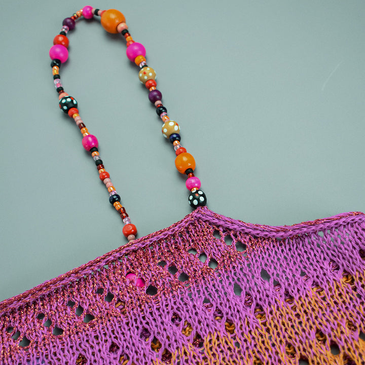 Ombre Linen Tank with Vintage Wooden Beaded Straps