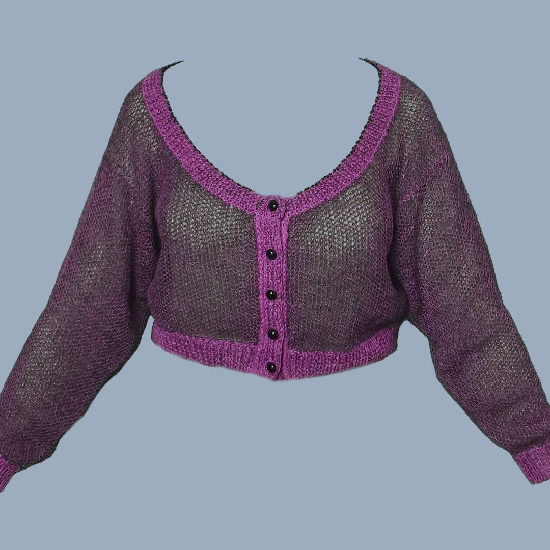 Circular Scoop Neck Cardigan with Beads