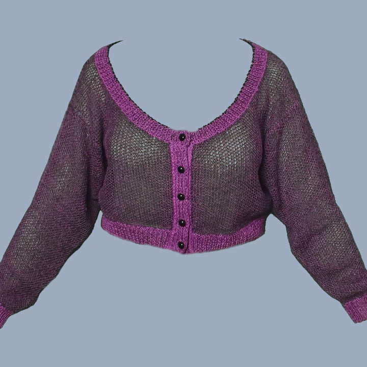 Circular Scoop Neck Cardigan with Beads