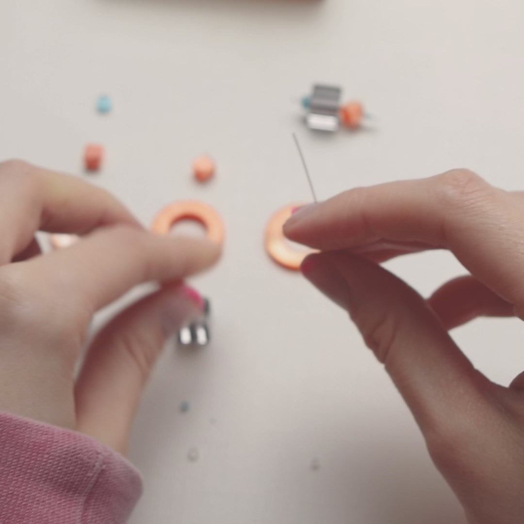 Orange Donut Mother of Pearl Shell Earrings