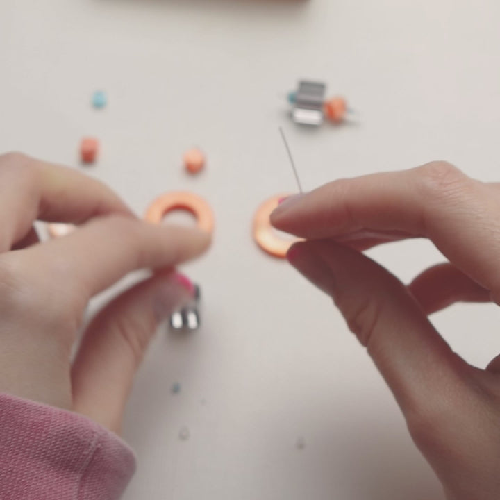 Orange Donut Mother of Pearl Shell Earrings