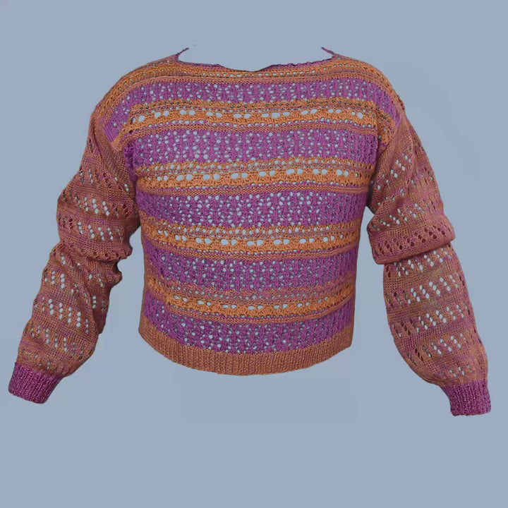 Crochet + Knit Stripe Boat-Neck Sweater