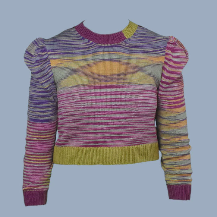 Hand-Dyed Sweater With Puff Sleeves