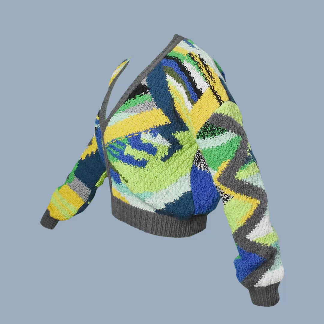 Forest Striped V-Neck Sweater