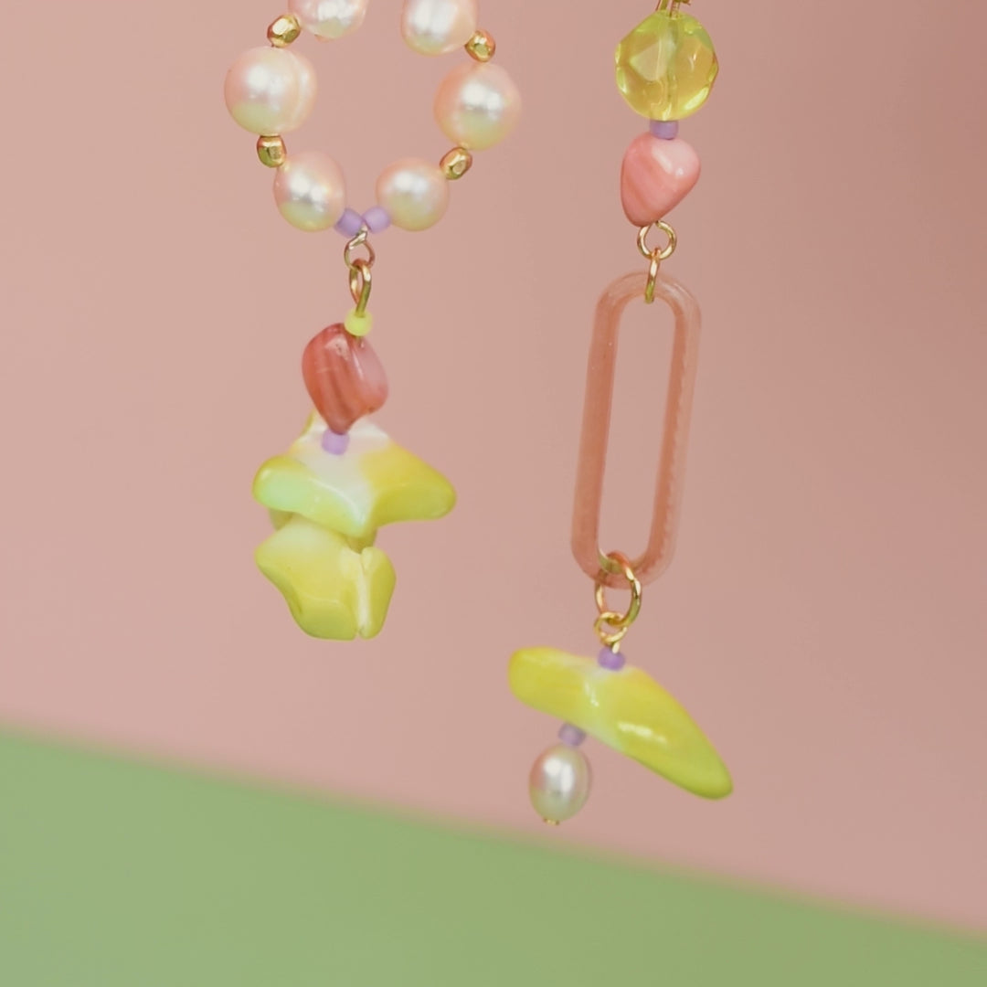 Dashwood Asymmetrical Pearl and Shell Earrings