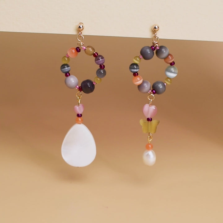 Ferrars Fiber Optic Bead and Shell Earrings